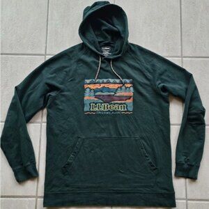 Mens L.L. Bean Hoodie Sweater Shirt Size Large Tall Dark Forest Green